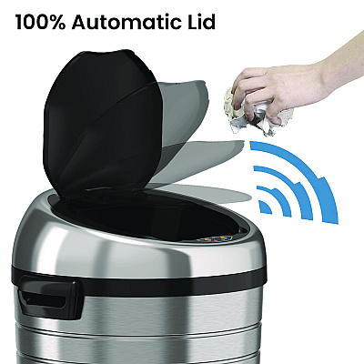 HLS Commercial Extra-Large Sensor Trash Can with Wheels, 23 gal, Plastic/Stainless Steel, Silver/Black (HLMHLS23RC)
