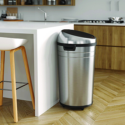 HLS Commercial Extra-Large Sensor Trash Can with Wheels, 23 gal, Plastic/Stainless Steel, Silver/Black (HLMHLS23RC)