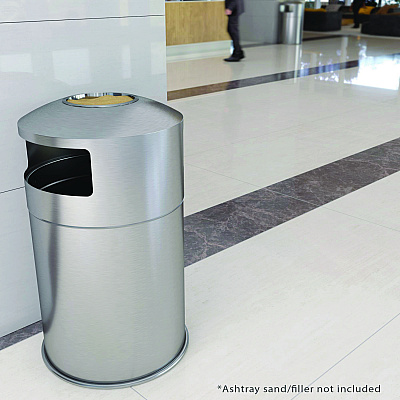 HLS Commercial Extra-Large Dual Side-Entry Trash Can, Indoor, 50 gal, Stainless Steel, Silver (HLMHLS50DSI)