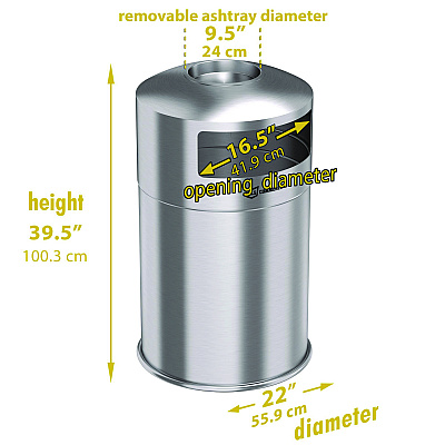 HLS Commercial Extra-Large Dual Side-Entry Trash Can, Outdoor, 50 gal, Stainless Steel, Silver (HLMHLS50DSO)