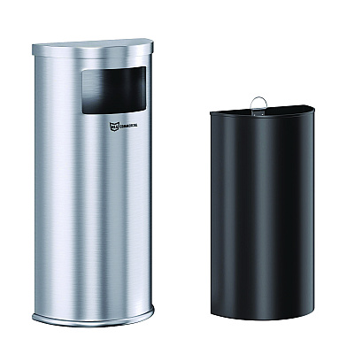 HLS Commercial Side-Entry Trash Can with Wall Mount, 9 gal, Stainless Steel, Silver (HLMHLSC01G09A)