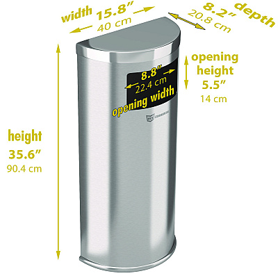 HLS Commercial Side-Entry Trash Can with Wall Mount, 9 gal, Stainless Steel, Silver (HLMHLSC01G09A)