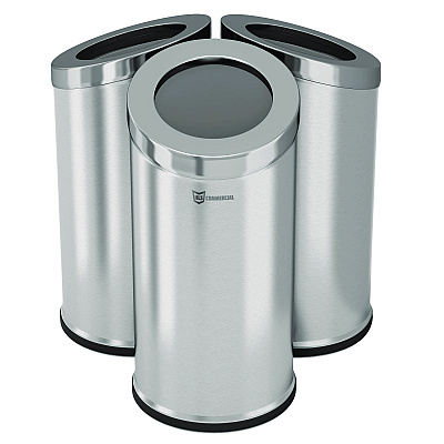 HLS Commercial Beveled Open Top Trash Can, 15 gal, Stainless Steel, Silver (HLMHLSC04G15A)