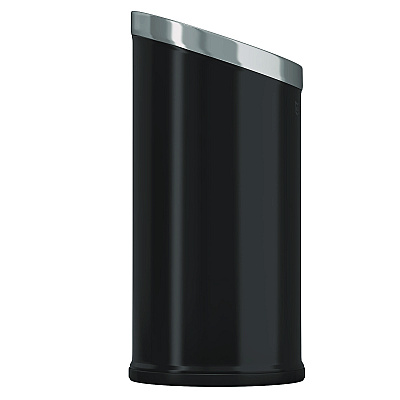 HLS Commercial Beveled Open Top Trash Can, 15 gal, Stainless Steel, Black (HLMHLSC04G15B)