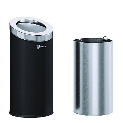 HLS Commercial Beveled Open Top Trash Can, 15 gal, Stainless Steel, Black (HLMHLSC04G15B)
