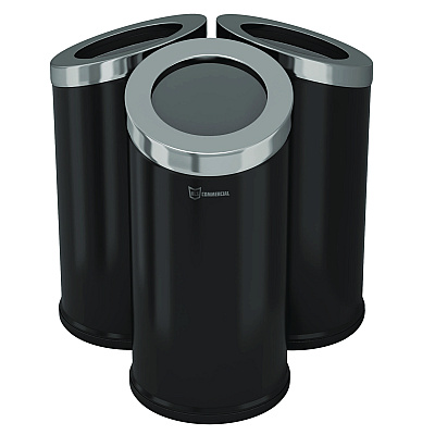 HLS Commercial Beveled Open Top Trash Can, 15 gal, Stainless Steel, Black (HLMHLSC04G15B)