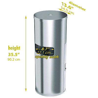 HLS Commercial Side-Entry Trash Can with Gym Wipe Dispenser, 9 gal, Stainless Steel, Silver (HLMHLSC09WSR)