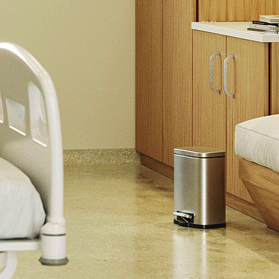 HLS Commercial Fire-Resistant Step Pedal Trash Can, 1.3 gal, Plastic/Stainless Steel, Silver (HLMHLSS01RFR)