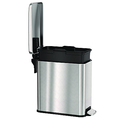 HLS Commercial Step Pedal Trash Can, 3 gal, Plastic/Stainless Steel, Silver (HLMHLSS03R)