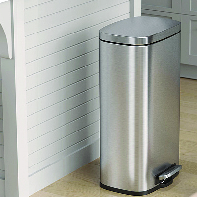 HLS Commercial Step Pedal Trash Can, 8 gal, Plastic/Stainless Steel, Silver (HLMHLSS08R)