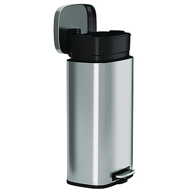 HLS Commercial Step Pedal Trash Can, 8 gal, Plastic/Stainless Steel, Silver (HLMHLSS08R)
