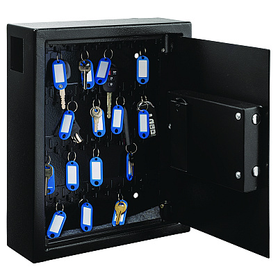 AdirOffice Steel Digital Lock Key Cabinet, 40-Key, 13 x 4 x 14.3, Stainless Steel 304, Black (ALHI68040BLK)
