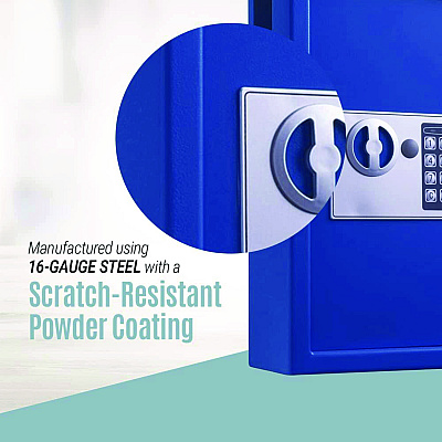 AdirOffice Steel Digital Lock Key Cabinet, 40-Key, 13 x 4 x 14.3, Stainless Steel 304, Blue (ALHI68040BLU)