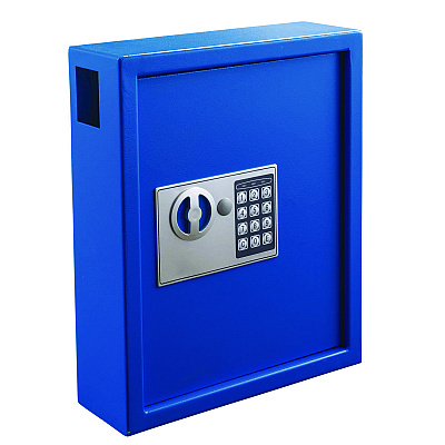 AdirOffice Steel Digital Lock Key Cabinet, 40-Key, 13 x 4 x 14.3, Stainless Steel 304, Blue (ALHI68040BLU)