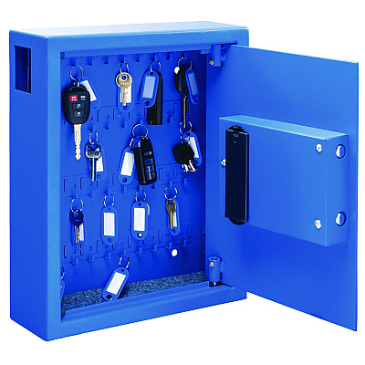 AdirOffice Steel Digital Lock Key Cabinet, 40-Key, 13 x 4 x 14.3, Stainless Steel 304, Blue (ALHI68040BLU)