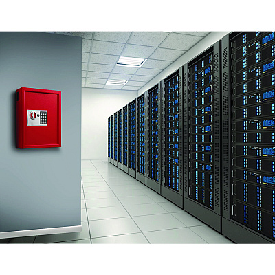 AdirOffice Steel Digital Lock Key Cabinet, 40-Key, 13 x 4 x 14.3, Stainless Steel 304, Red (ALHI68040RED)