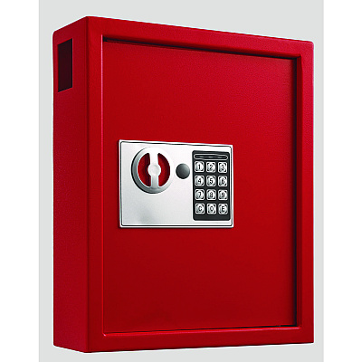 AdirOffice Steel Digital Lock Key Cabinet, 40-Key, 13 x 4 x 14.3, Stainless Steel 304, Red (ALHI68040RED)