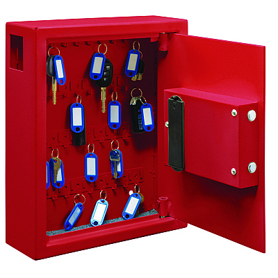 AdirOffice Steel Digital Lock Key Cabinet, 40-Key, 13 x 4 x 14.3, Stainless Steel 304, Red (ALHI68040RED)