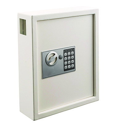 AdirOffice Steel Digital Lock Key Cabinet, 40-Key, 13 x 4 x 14.3, Stainless Steel 304, White (ALHI68040WHI)