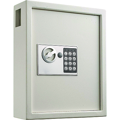 AdirOffice Steel Digital Lock Key Cabinet, 60-Key, 13 x 2.6 x 17, Stainless Steel 304, White (ALHI68060WHI)