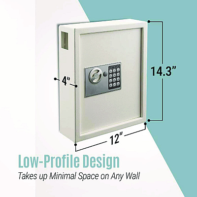 AdirOffice Steel Digital Lock Key Cabinet, 60-Key, 13 x 2.6 x 17, Stainless Steel 304, White (ALHI68060WHI)