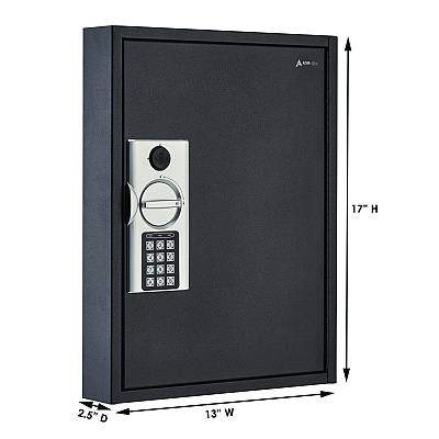 AdirOffice Steel Digital Lock Key Cabinet, 60-Key, 13 x 2.6 x 17, Stainless Steel 304, Black (ALHI68060BLK)