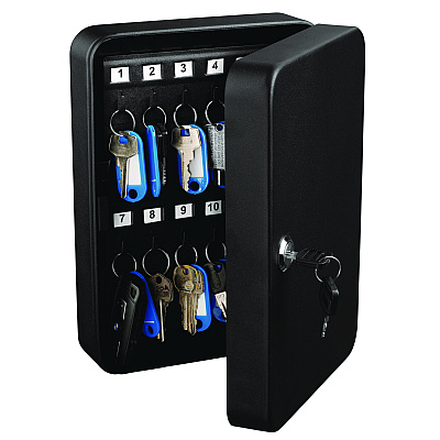 AdirOffice Steel Secure Key Cabinet with Key Lock, 48-Key, 7.1 x 3.1 x 10, Stainless Steel 304, Black (ALHI68148BLK)