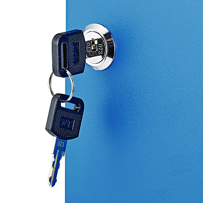 AdirOffice Steel Secure Key Cabinet with Key Lock, 48-Key, 7.1 x 3.1 x 10, Stainless Steel 304, Blue (ALHI68148BLU)