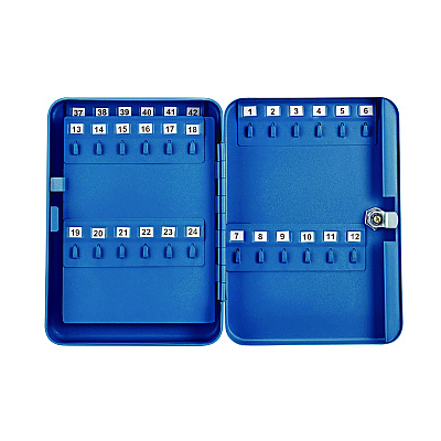 AdirOffice Steel Secure Key Cabinet with Key Lock, 48-Key, 7.1 x 3.1 x 10, Stainless Steel 304, Blue (ALHI68148BLU)