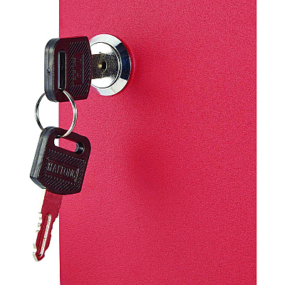 AdirOffice Steel Secure Key Cabinet with Key Lock, 48-Key, 7.1 x 3.1 x 10, Stainless Steel 304, Red (ALHI68148RED)