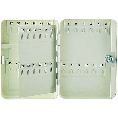 AdirOffice Steel Secure Key Cabinet with Key Lock, 48-Key, 7.1 x 3.1 x 10, Stainless Steel 304, White (ALHI68148WHI)