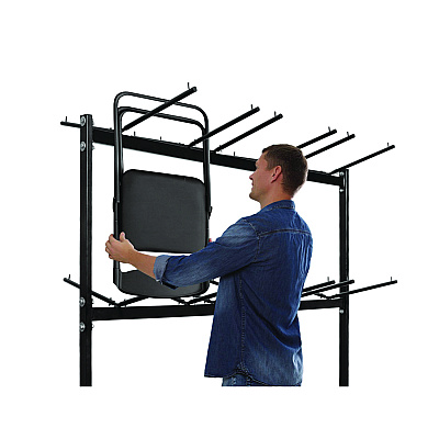 AdirOffice Steel Folding Chair Two-Tier Utility Cart, Metal, 1,000 lb Capacity, 33 x 65 x 68.5, Black (ALHI69003)