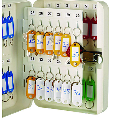 AdirOffice Steel Heavy-Duty Key Cabinet with Combination Lock, 48-Key, 7.1 x 3 x 10, Stainless Steel 304, White (ALHI68248WHI)