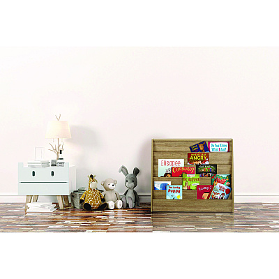 AdirKids Wood 5-Shelf Bookcase Literature Display Rack, 17.2 w x 4.88 d x 38.3 h, Medium Oak (ALHIKI20001MEO)