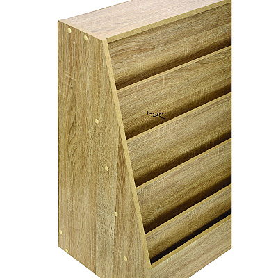AdirKids Wood 5-Shelf Bookcase Literature Display Rack, 17.2 w x 4.88 d x 38.3 h, Medium Oak (ALHIKI20001MEO)