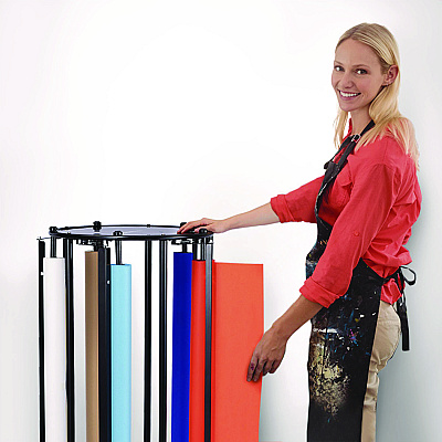 AdirKids Steel Large Paper Roll Holder Paper Dispenser Stand and Cutter w/Wheels, For Up to 3" dia x 36" Wide Rolls, Metal, Black (ALHIKI30001)