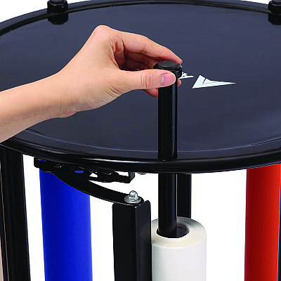 AdirKids Steel Large Paper Roll Holder Paper Dispenser Stand and Cutter w/Wheels, For Up to 3" dia x 36" Wide Rolls, Metal, Black (ALHIKI30001)