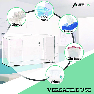 AdirMed Acrylic Glove Dispenser, Single Box Capacity, 10.2 x 3.5 x 5.3, Clear (ALHI90201)