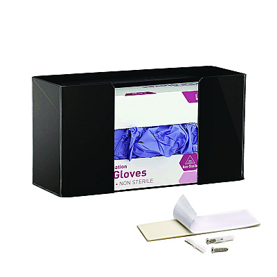 AdirMed Acrylic Glove Dispenser, Single Box Capacity, 10.2 x 3.5 x 5.3, Black (ALHI90201BLK)