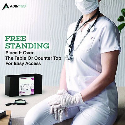 AdirMed Acrylic Glove Dispenser, Single Box Capacity, 10.2 x 3.5 x 5.3, Black (ALHI90201BLK)