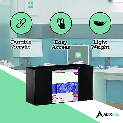 AdirMed Acrylic Glove Dispenser, Single Box Capacity, 10.2 x 3.5 x 5.3, Black (ALHI90201BLK)