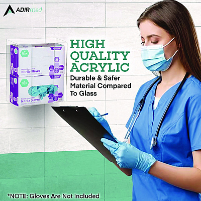 AdirMed Acrylic Glove Dispenser, Double Box Capacity, 10.2 x 3.5 x 10.8, Clear (ALHI90202)