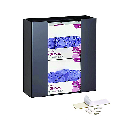 AdirMed Acrylic Glove Dispenser, Double Box Capacity, 10.2 x 3.5 x 10.8, Black (ALHI90202BLK)