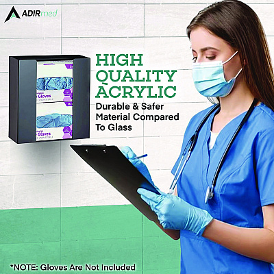 AdirMed Acrylic Glove Dispenser, Double Box Capacity, 10.2 x 3.5 x 10.8, Black (ALHI90202BLK)