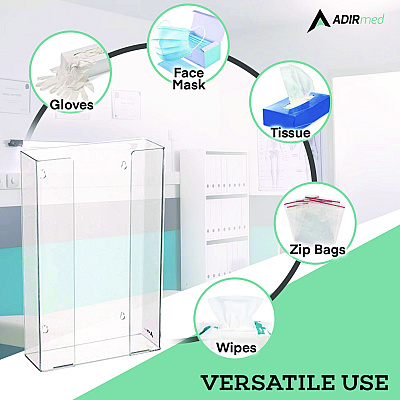 AdirMed Acrylic Glove Dispenser, Triple Box Capacity, 10.2 x 3.5 x 16.1, Clear (ALHI90203)