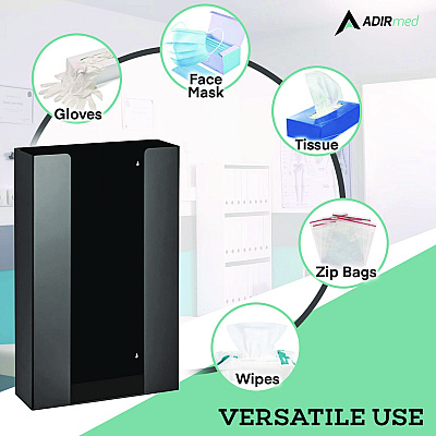 AdirMed Acrylic Glove Dispenser, Triple Box Capacity, 10.2 x 3.5 x 16.1, Black (ALHI90203BLK)