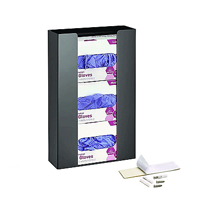 AdirMed Acrylic Glove Dispenser, Triple Box Capacity, 10.2 x 3.5 x 16.1, Black (ALHI90203BLK)