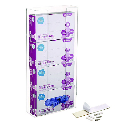 AdirMed Acrylic Glove Dispenser, Quad Box Capacity, 10.2 x 3.5 x 21.1, Clear (ALHI90204)