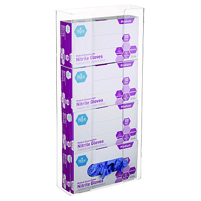 AdirMed Acrylic Glove Dispenser, Quad Box Capacity, 10.2 x 3.5 x 21.1, Clear (ALHI90204)