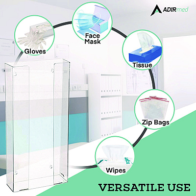 AdirMed Acrylic Glove Dispenser, Quad Box Capacity, 10.2 x 3.5 x 21.1, Clear (ALHI90204)